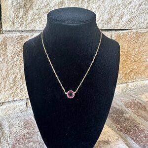 Vintage 1979 Avon Faux Amethyst Pendant Gold Tone Necklace February Birthstone